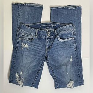 American Eagle Outfitters Women's Distressed Flare Leg Jeans
